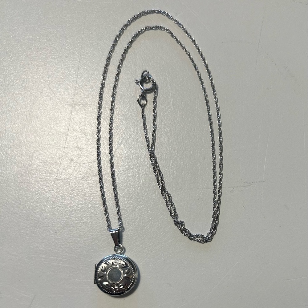 Silver Locket with floral design